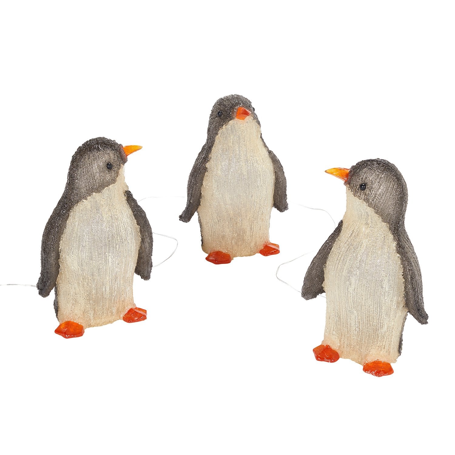 Trio de pinguins acrílicos para exteriores
