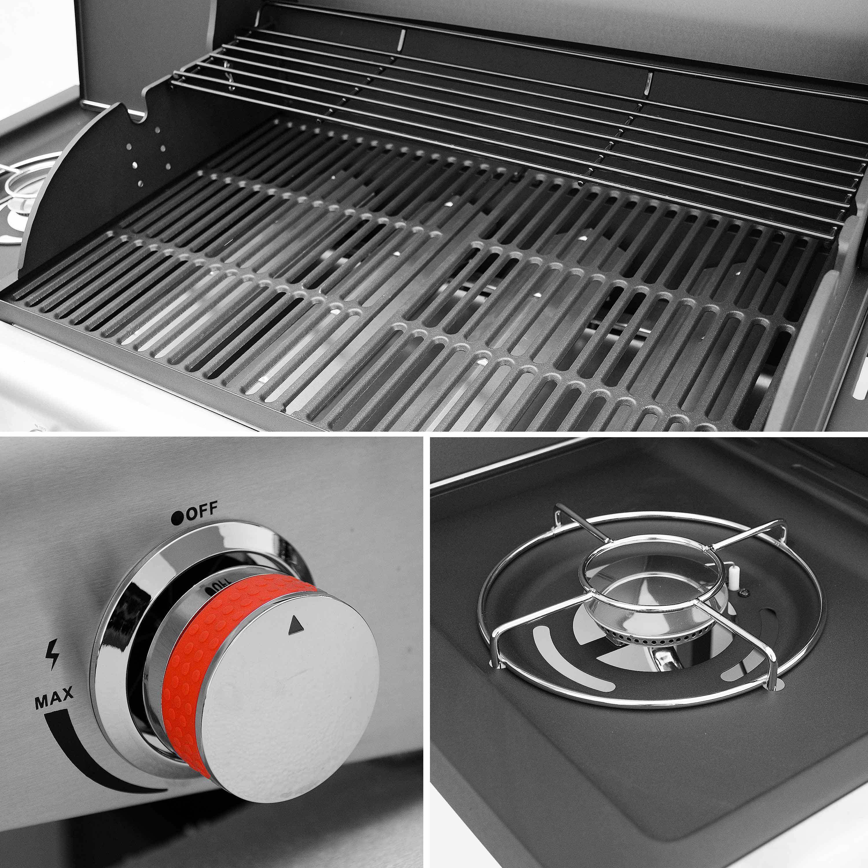 Barbecue a gás de 5 queimadores com 1 fogo lateral