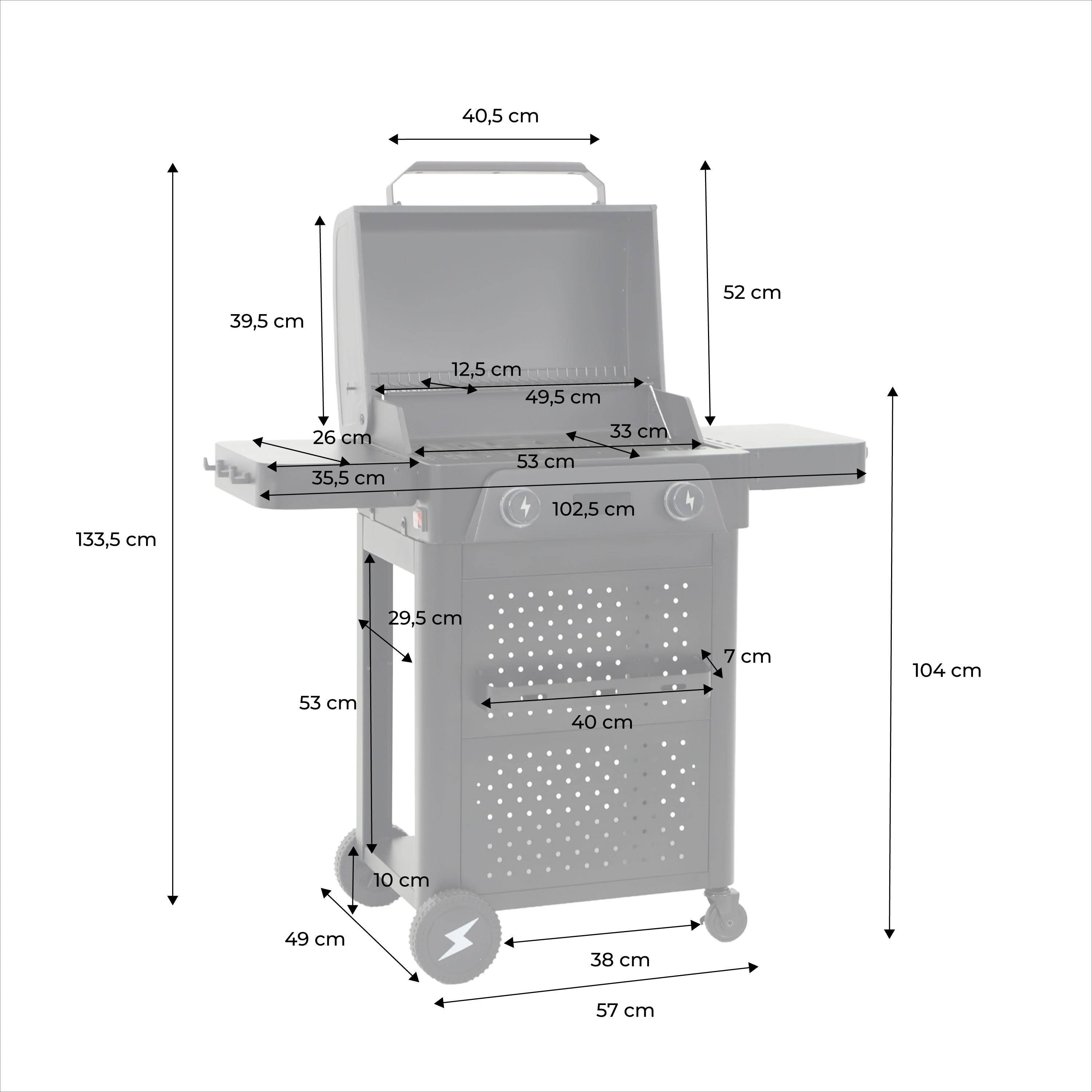 Churrasqueira elétrica de aço esmaltado 2 queimadores 2300W