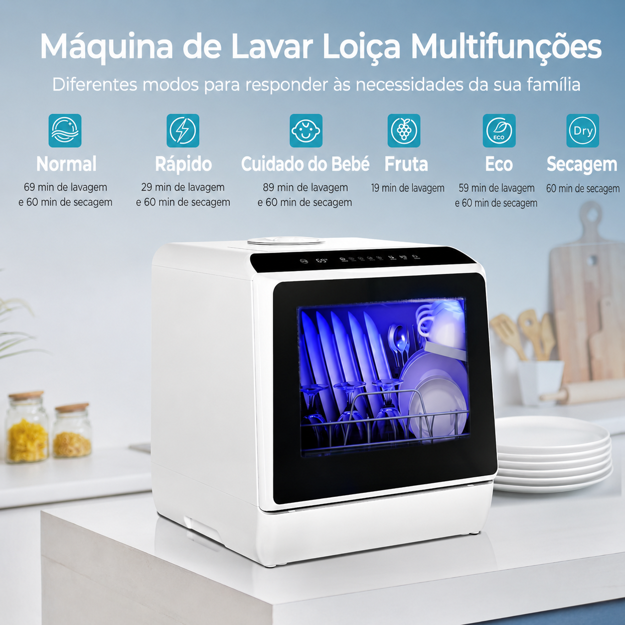 Máquina de Lavar Loiça Portátil de Bancada 5 Litros