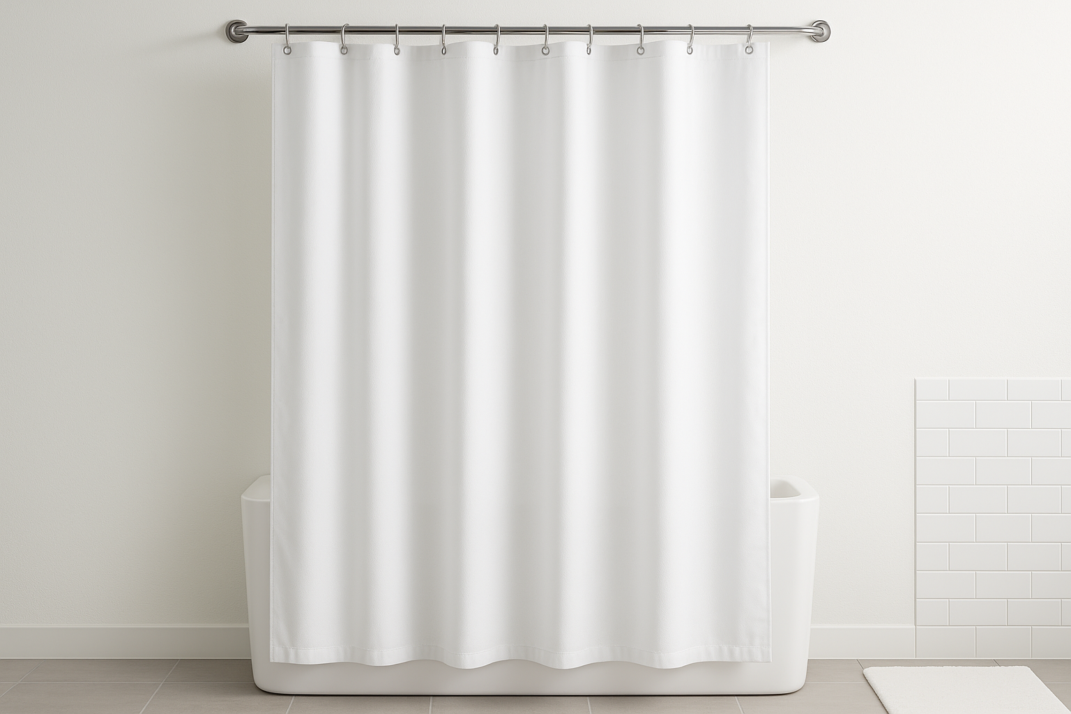 Cortina para Box Impermeável Branca - 180x200cm Anti-Mofo
