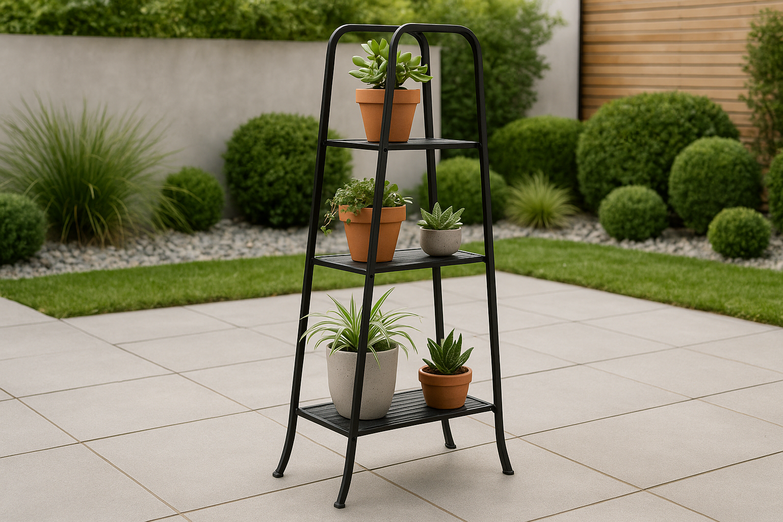 Suporte Vertical para Plantas 4 Andares Metal Preto 120 cm