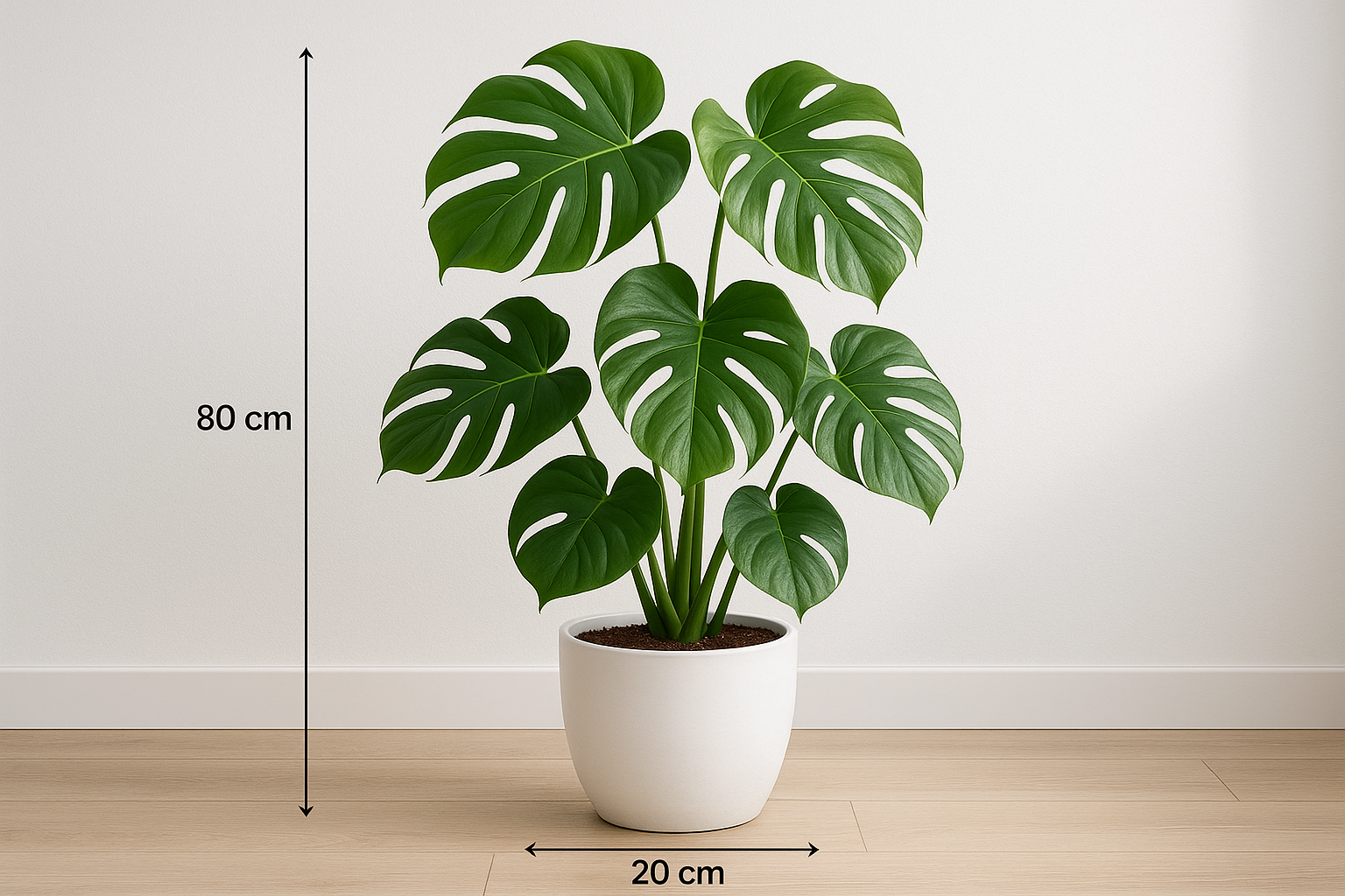 Planta artificial Monstera deliciosa 80 cm com vaso de cerâmica
