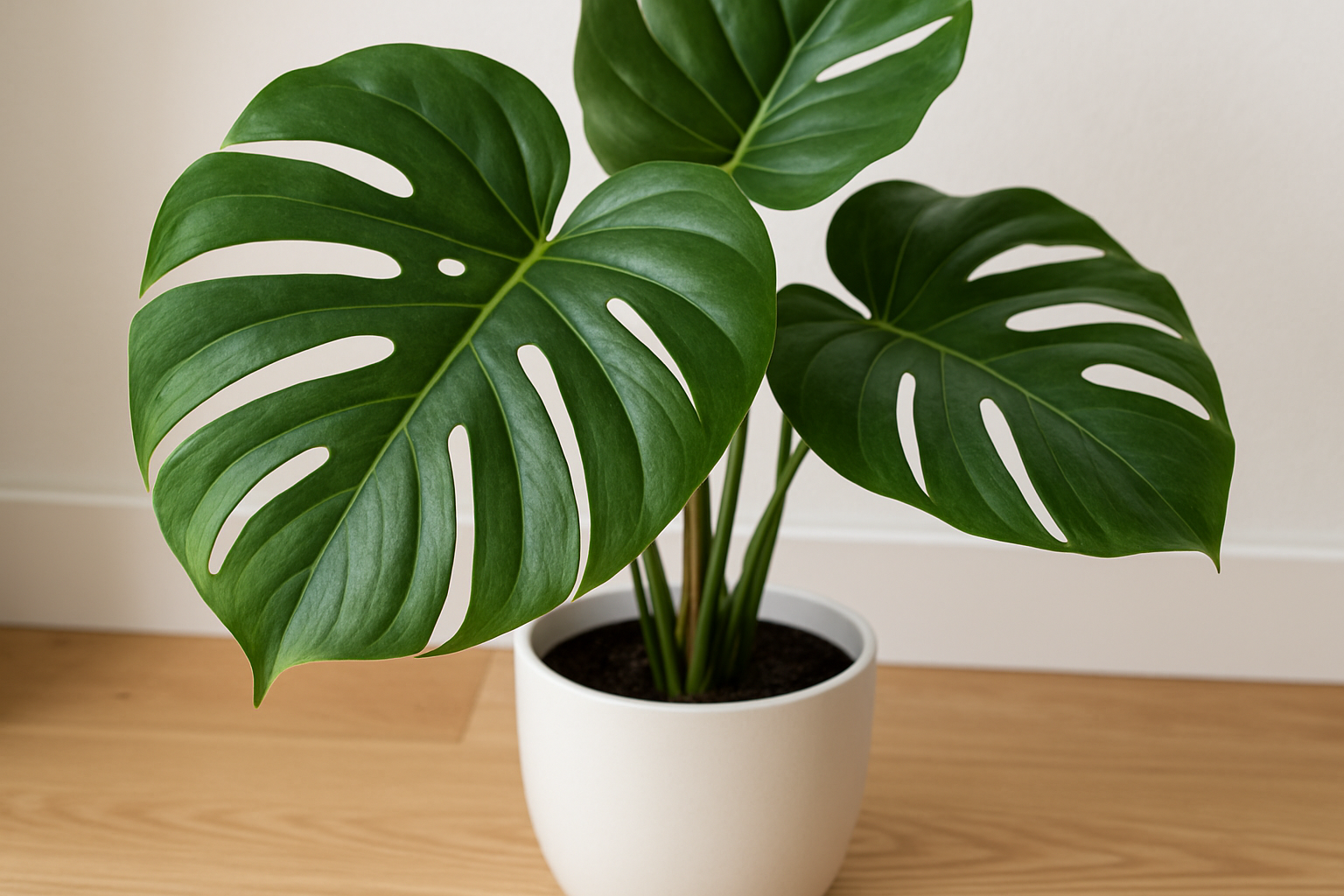 Planta artificial Monstera deliciosa 80 cm com vaso de cerâmica