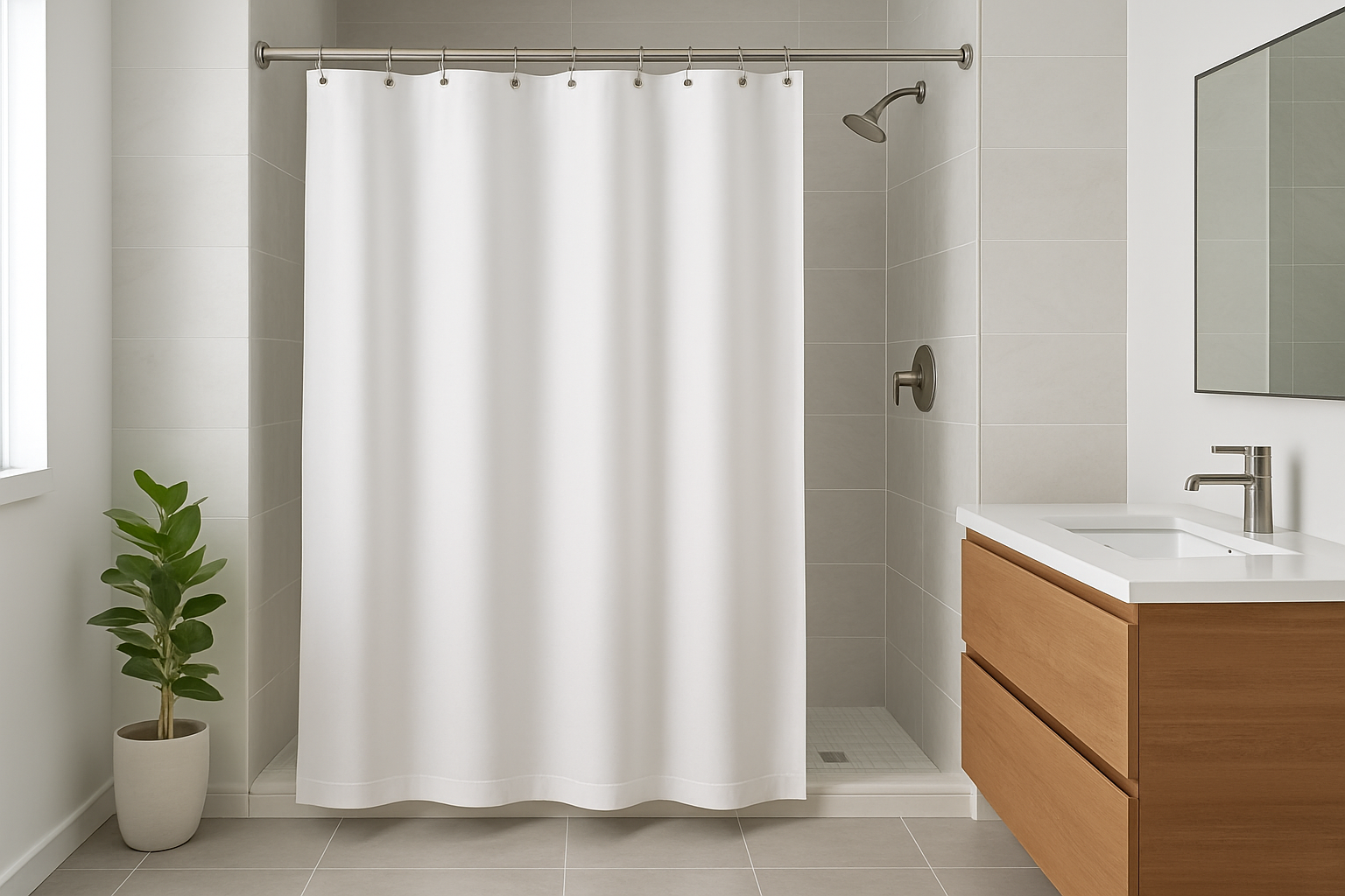 Cortina para Box Impermeável Branca - 180x200cm Anti-Mofo