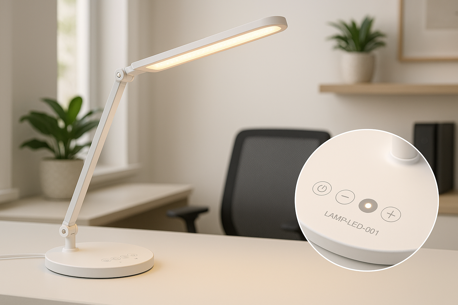 Luminária de Mesa LED Ajustável com Toque Branca 45cm