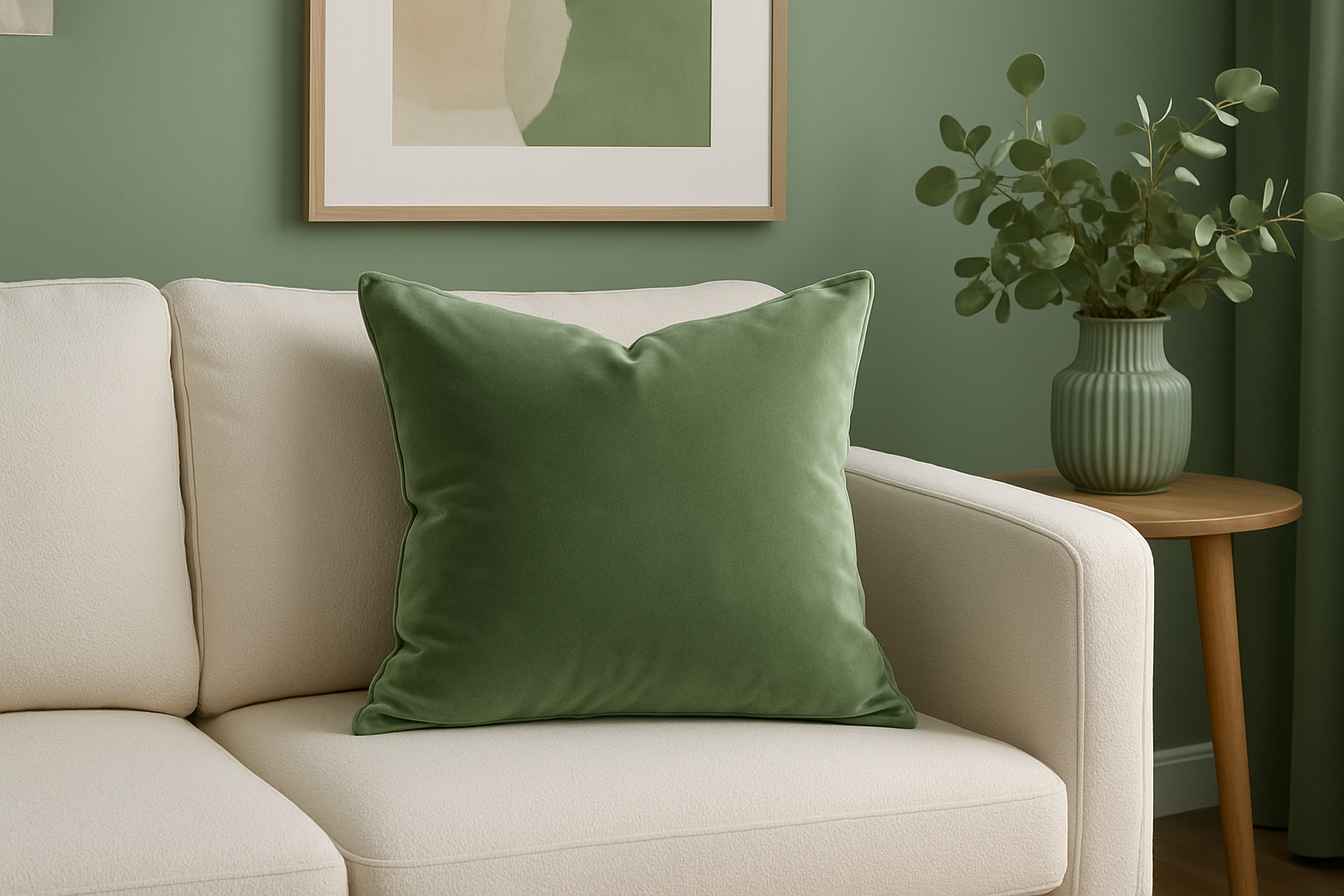 Almofada Decorativa Verde Sálvia Veludo - 45x45cm