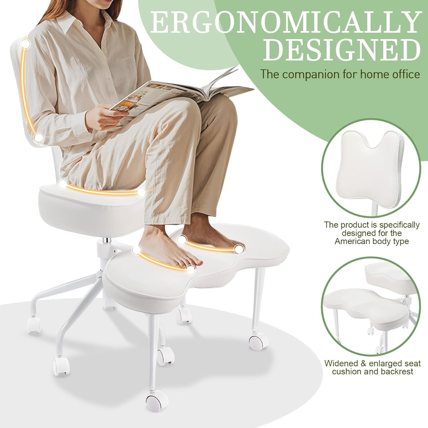 Cadeira ergonômica com pernas cruzadas para o escritório em casa