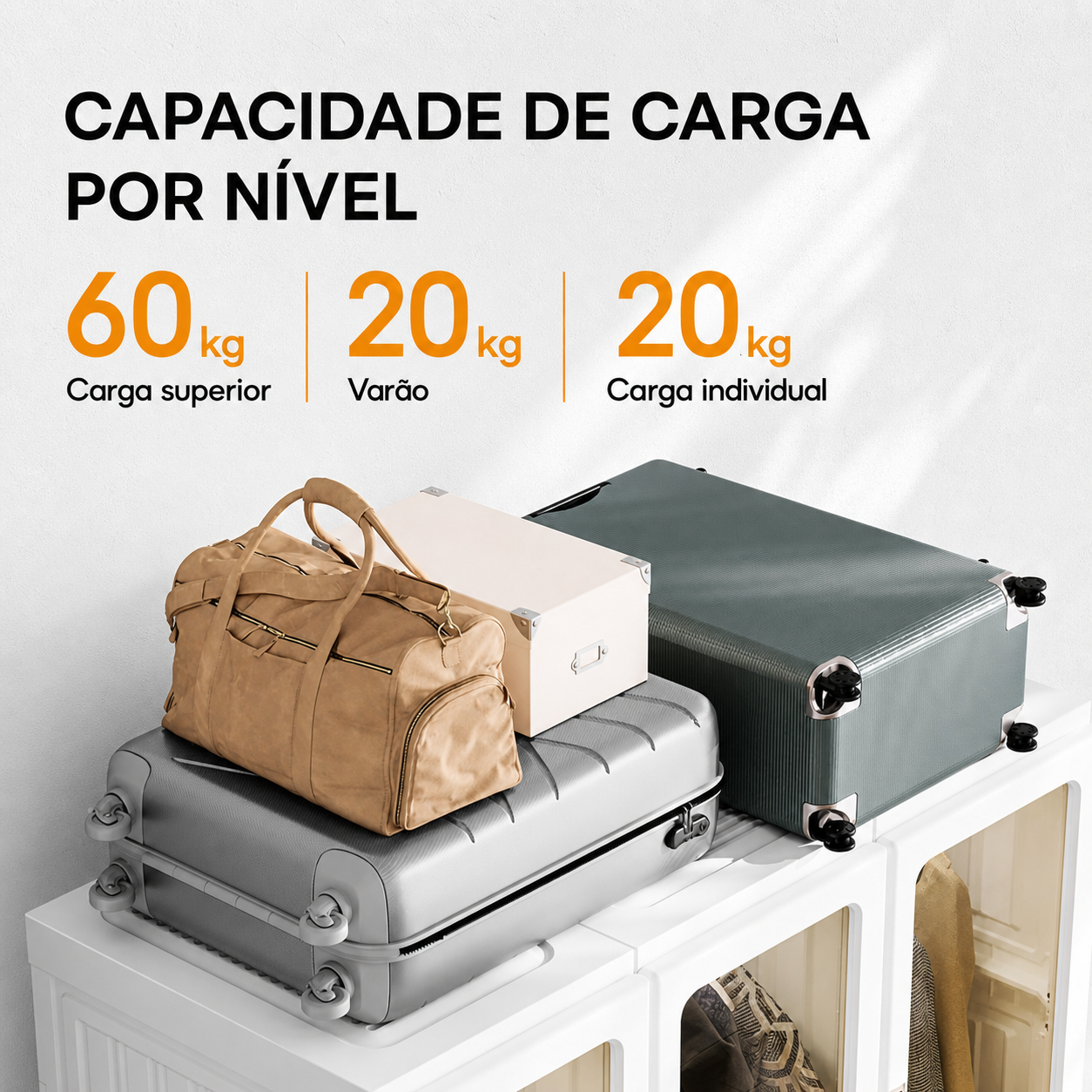Guarda-Roupa Dobrável Portátil com Portas Transparentes