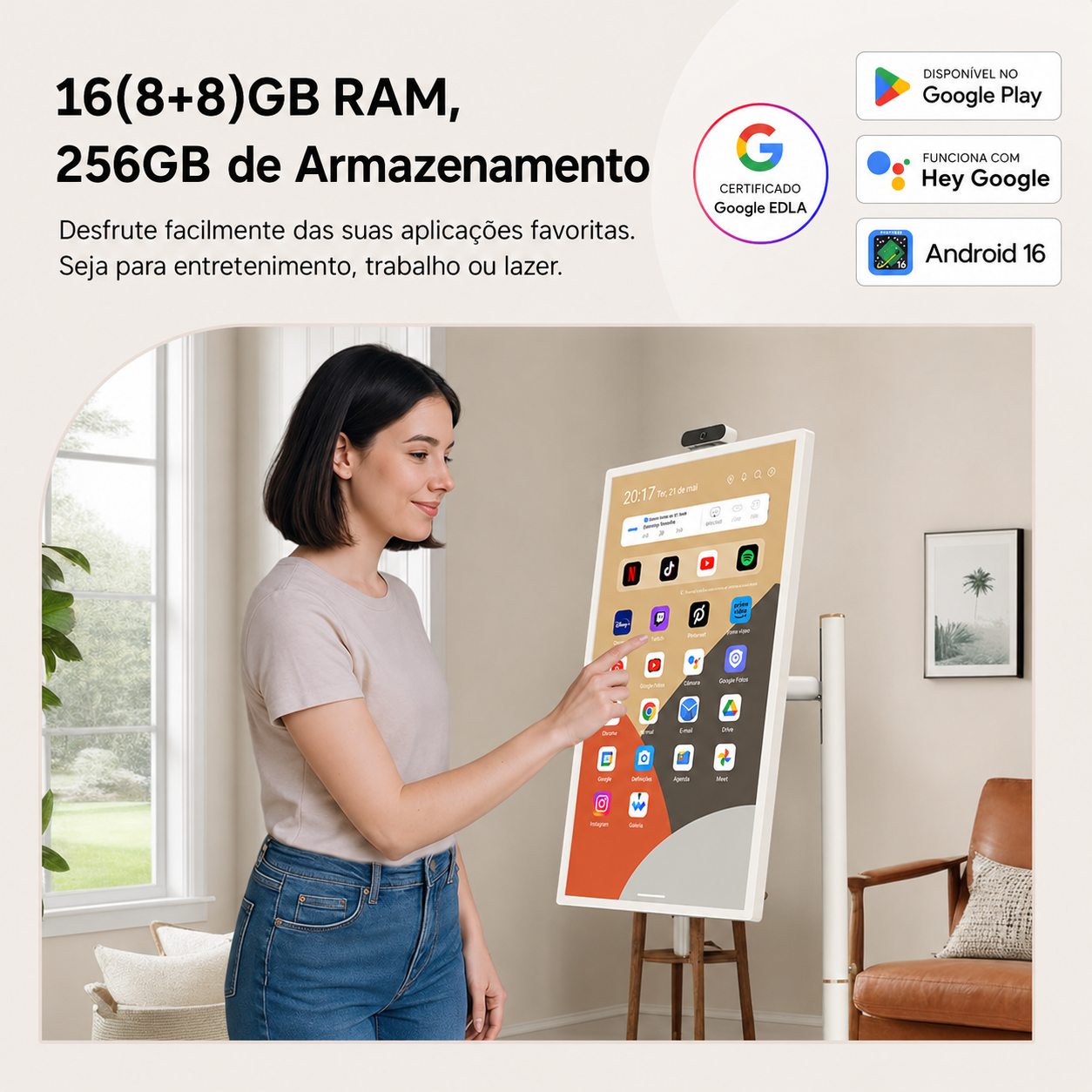 Smart TV Touchscreen Portátil 16GB RAM 4K UHD 32"