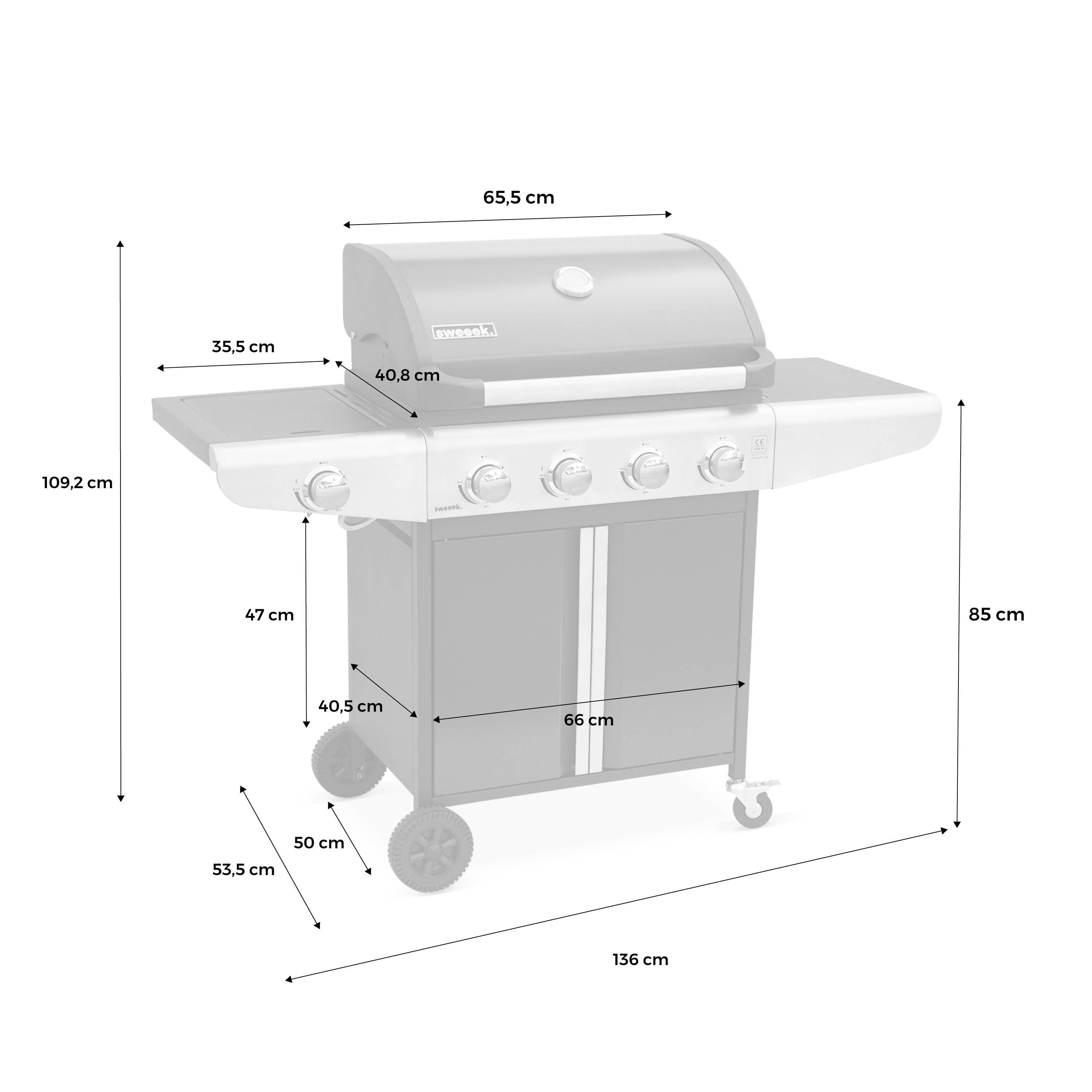 Barbecue a gás de 5 queimadores com 1 fogo lateral