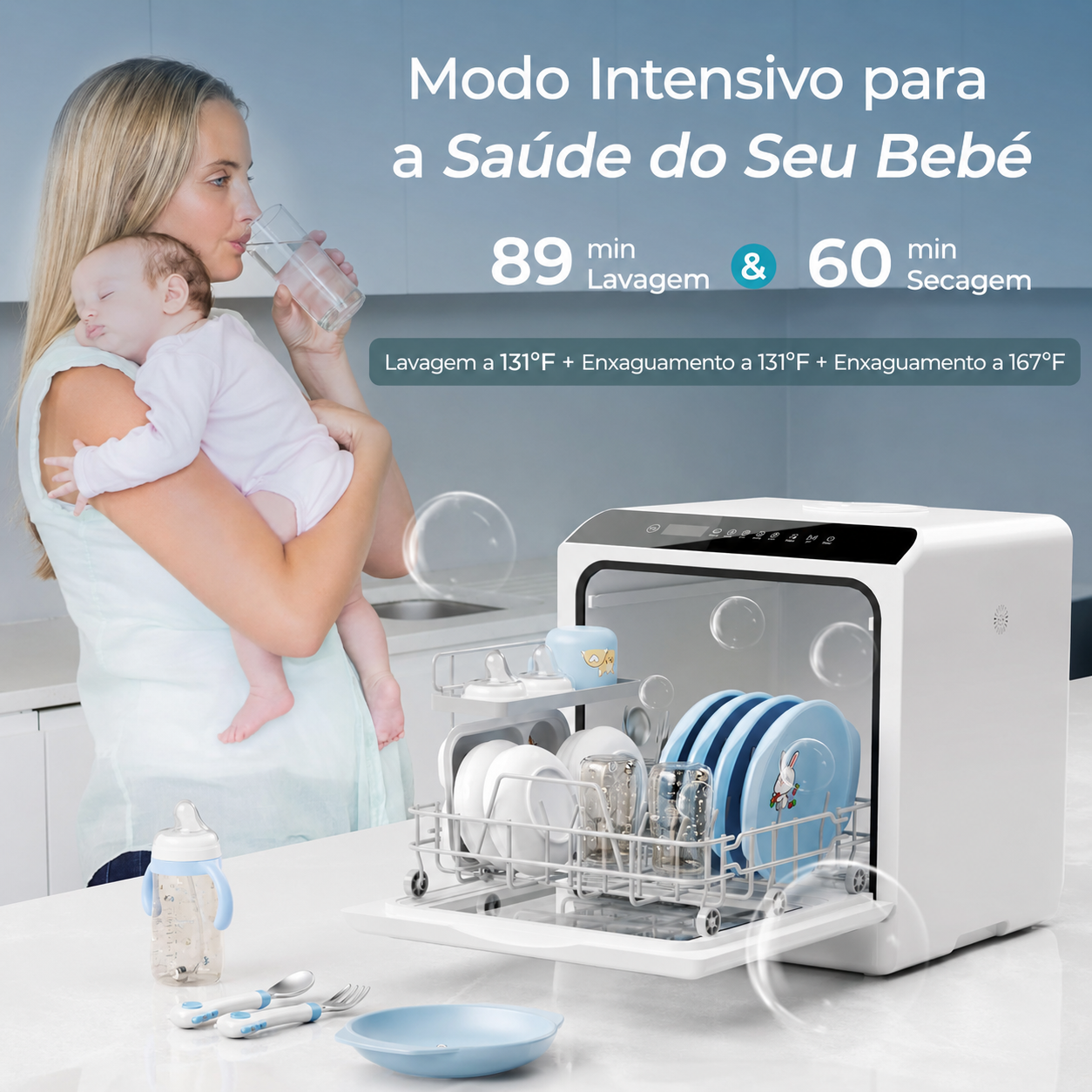 Máquina de Lavar Loiça Portátil de Bancada 5 Litros
