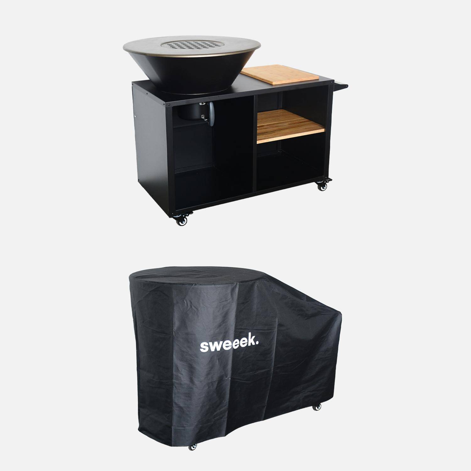 Barbecue com espaço de armazenamento e capa protetora, 80cm