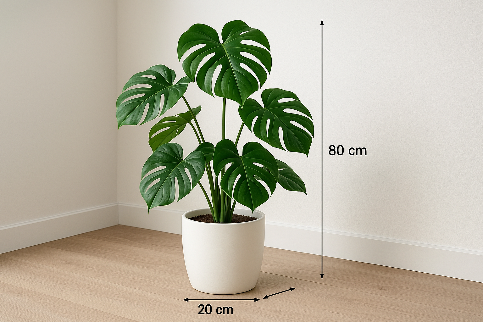 Planta artificial Monstera deliciosa 80 cm com vaso de cerâmica