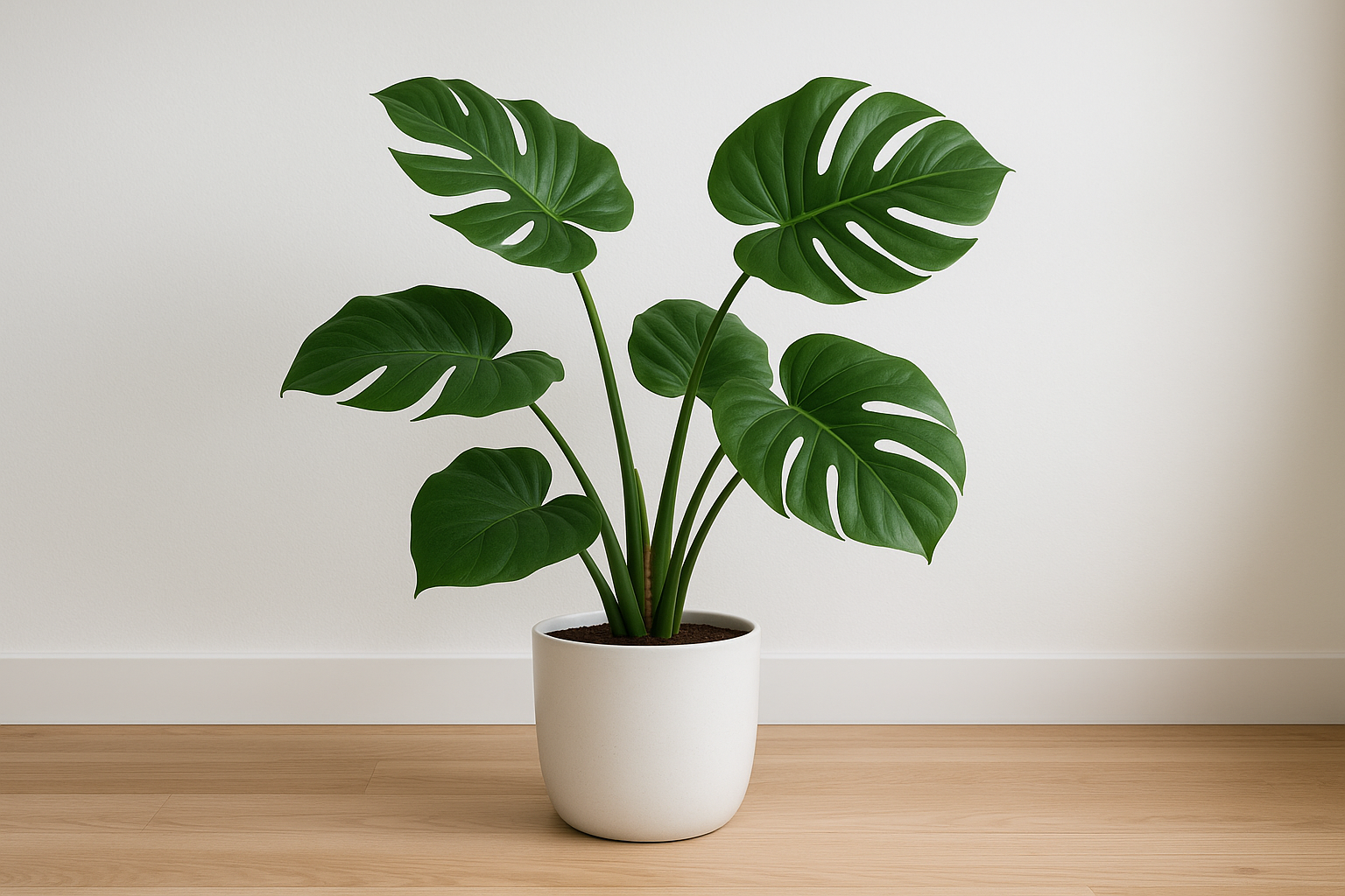 Planta artificial Monstera deliciosa 80 cm com vaso de cerâmica