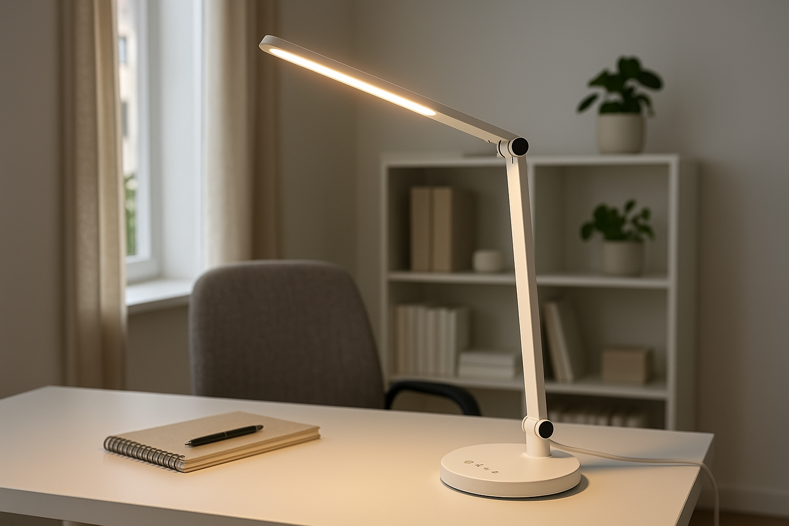 Luminária de Mesa LED Ajustável com Toque Branca 45cm