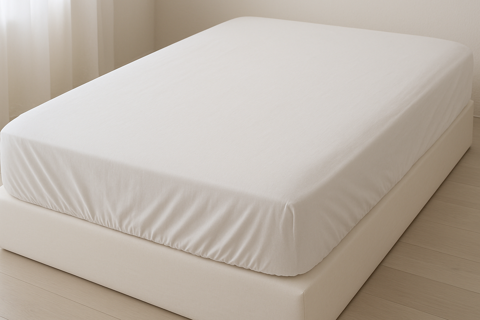 Lençol com elástico para cama de casal branco de algodão