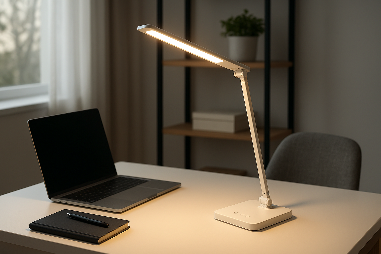 Luminária de Mesa LED Ajustável com Toque Branca 45cm