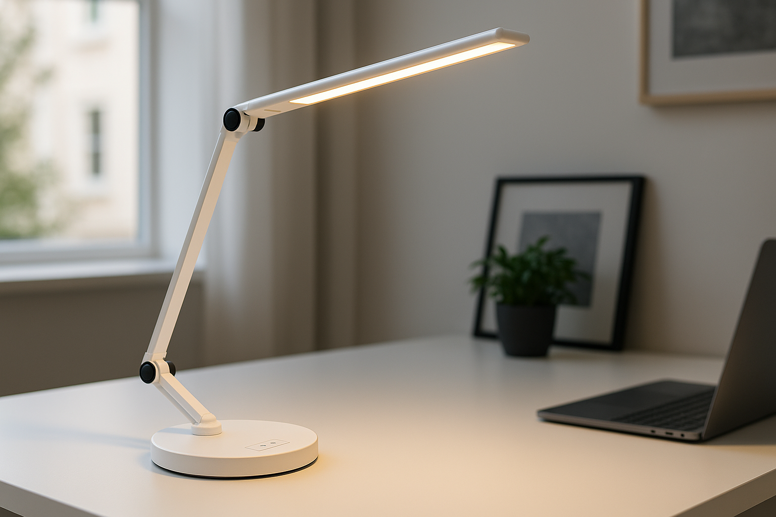 Luminária de Mesa LED Ajustável com Toque Branca 45cm