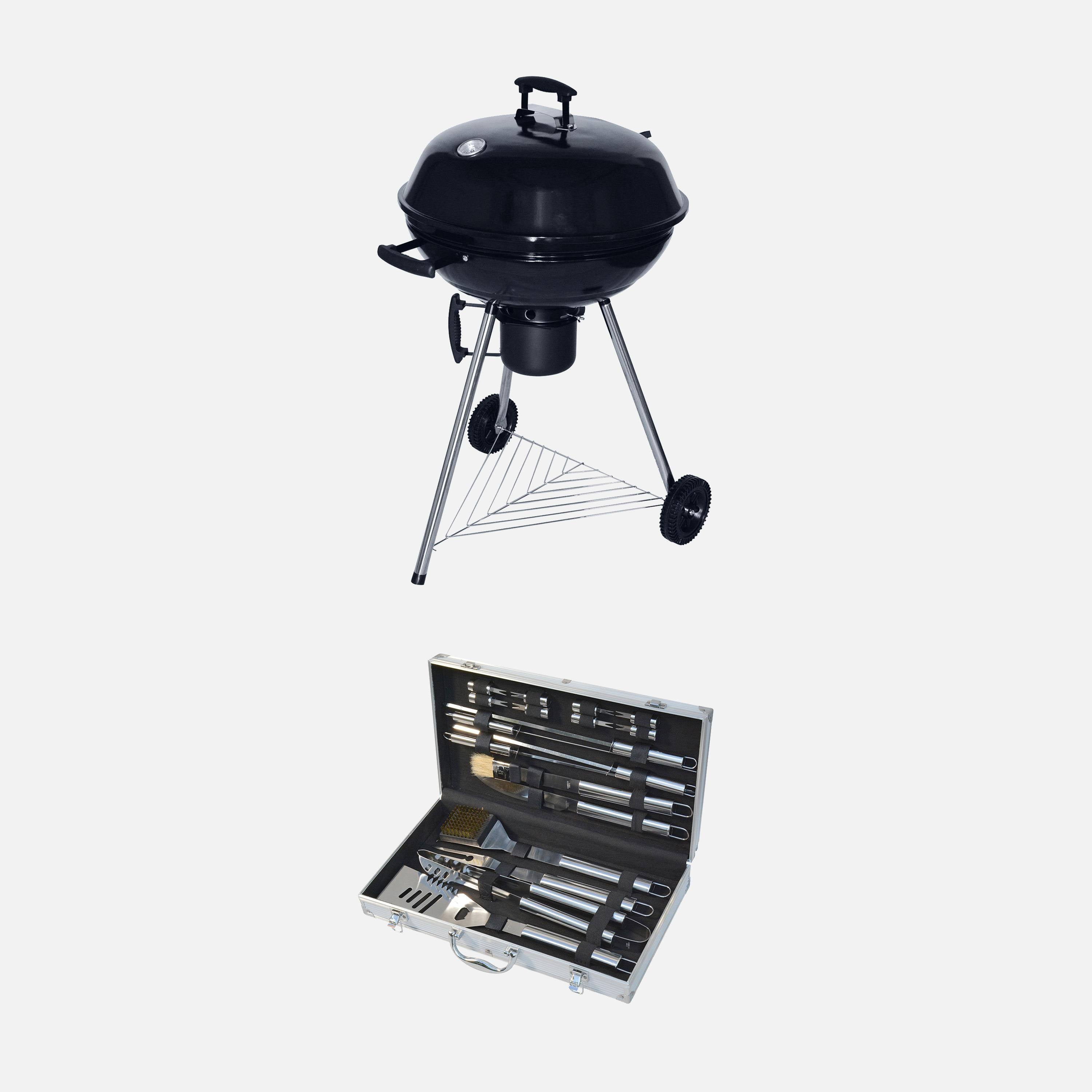 Churrasqueira de carvão vegetal com estojo de utensílios