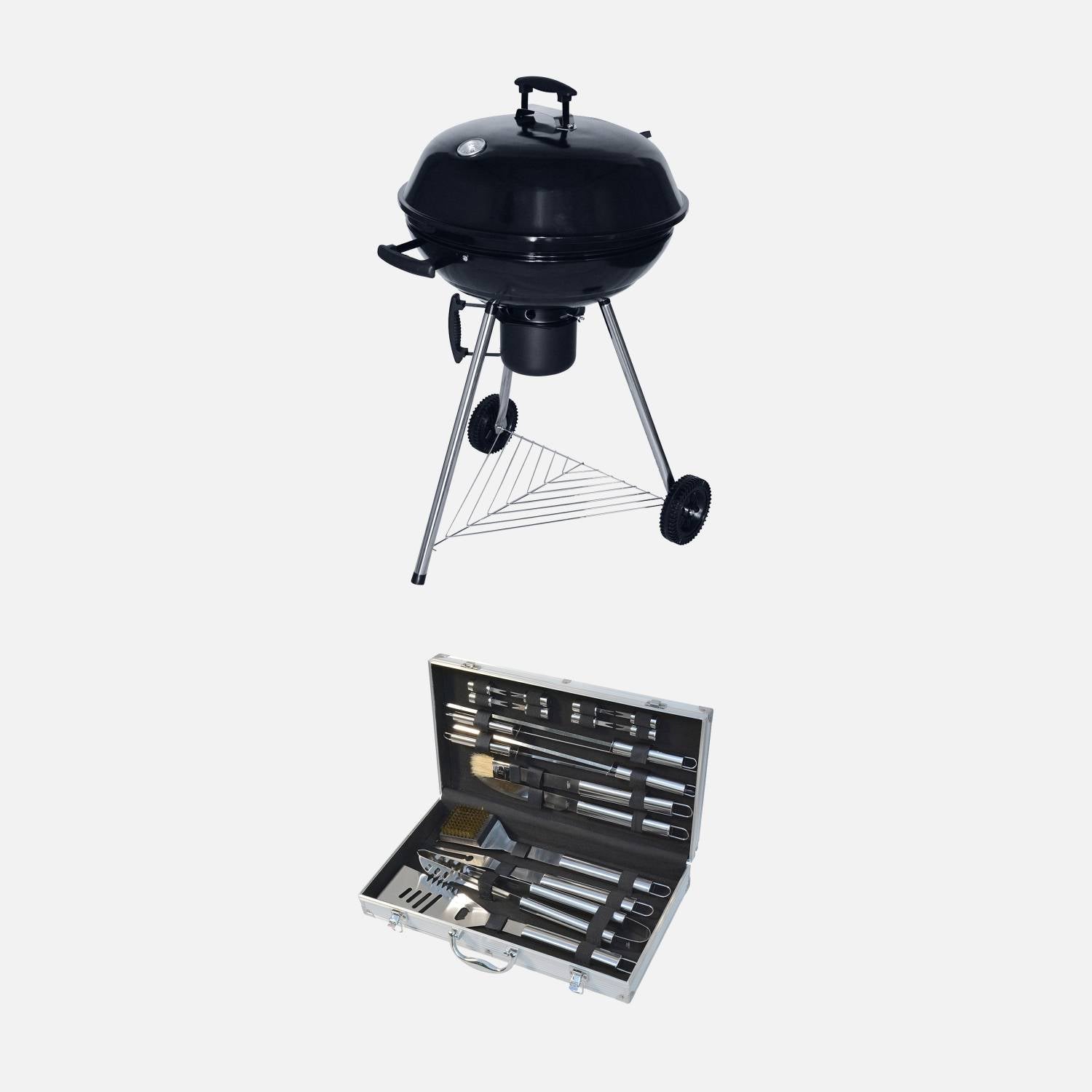 Churrasqueira de carvão vegetal com estojo de utensílios